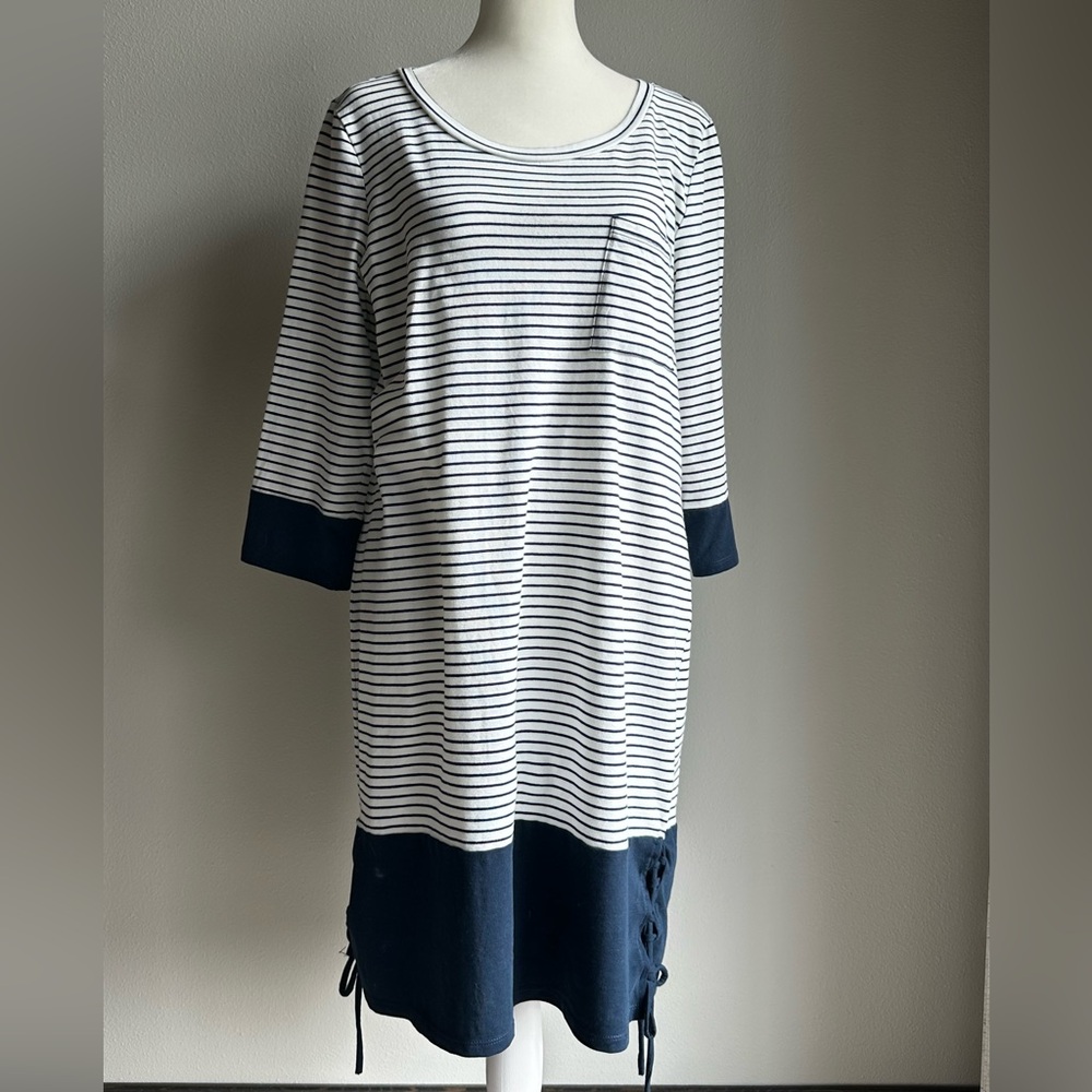 Tribal Striped Navy and White Dress Size Medium